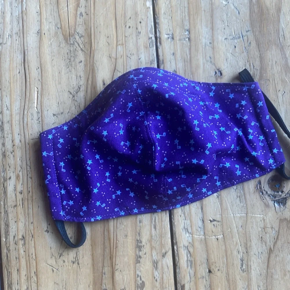 New Set of 3 Purple Star Pattern Fabric Face Masks